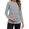 Tankaneo Womens Maternity Nursing Tops Casual Long Sleeve Double Layer