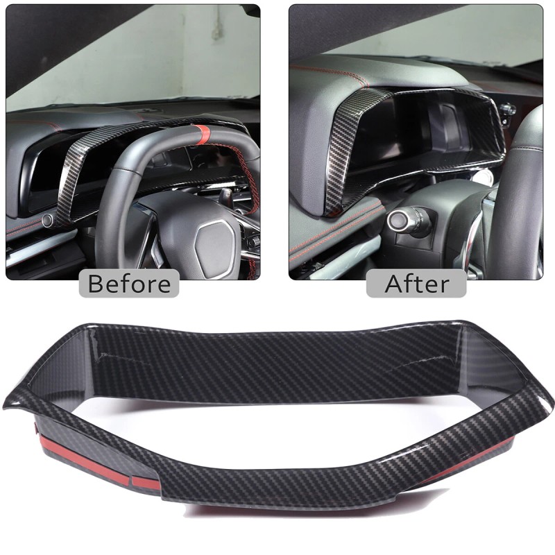 autopart2021 Carbon Fiber ABS Interior Dashboard Speedmeter Trim Frame For