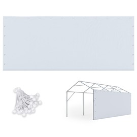 ADVANCE OUTDOOR Replacement Sidewall Tarp for 10x20 ft and 12x20 ft Carport Canopy with Ball Bungees, White, One Sidewll Panel Only
