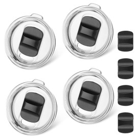 Tumbler Lids for Yeti, 4 Pack 20 oz Replacement Lids with 4 Magnetic Slider Compatible for YETI 20 oz Tumbler, 10/24 oz Mug and 10 oz Lowball, Slider Switch Spill Proof Tumbler Cover(Black)