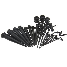 36pcs Black Acrylic Ear Plugs Expander Kit Taper Stretcher Gauges Stretching