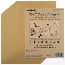 40 Sheets Brown Kraft Cardstock - 8.5'' x 11'' Double-sided Cover Card Stock 65lb Printer Paper Perfect for Scrapbooking, Crafts, Business Cards 180gsm UAP25KP040