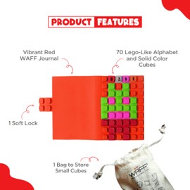 Diario rojo con bloqueo suave, cuaderno A6 con 70 cubos de decoración, cuaderno recargable, 190 páginas forradas, diario con cerradura