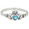 .925 Sterling Silver Aqua CZ .25 cttw Simulated Diamond Claddagh
