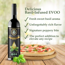 M.G. PAPPAS High Polyphenol Rich Basil Infused Olive Oil - Extra Virgin Olive Oil - Over 500mg/kg - Cold Pressed & Unfiltered - High Hydroxytyrosol Greek Olive Oil - Award Winning