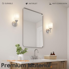 AONEON Bathroom Light Fixtures Brushed Nickel Vanity Light with White Frosted Glass Shade, Wall Lamps for Mirror Kitchen Bedroom Porch, 2 Pack T002BR-L1-P2