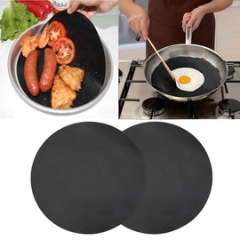 Newooh 2 Pack 24cm Round Teflon Non-Stick High Temperature Pan Frying Pan Liner Sheet Cooking Wok Sheet Pad for Kitchen BBQ Baking