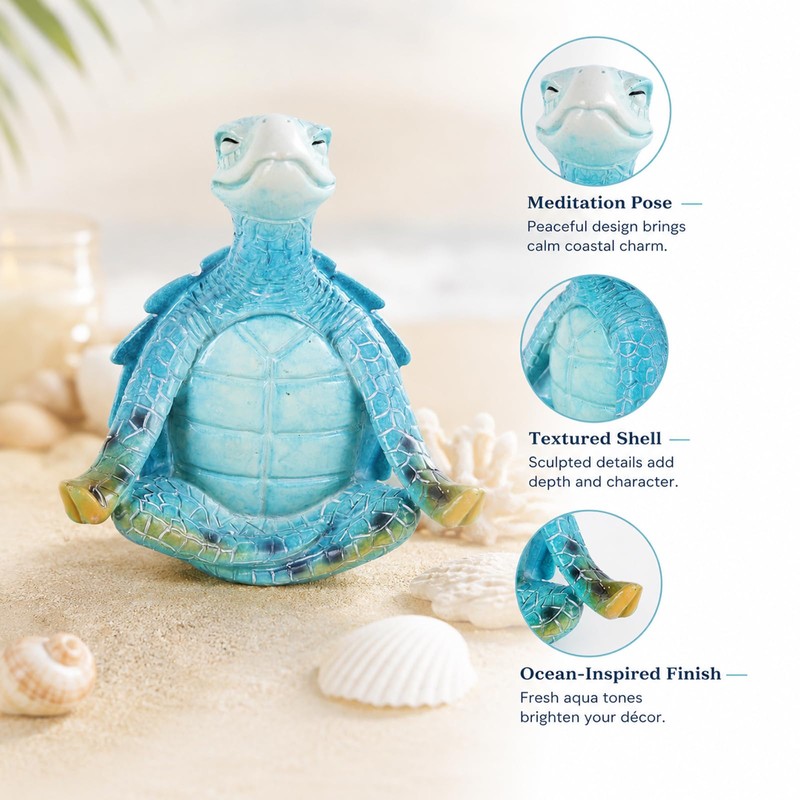 Meditating Sea Turtle Statue,Resin Yoga Turtle Figurine for Zen Ocean