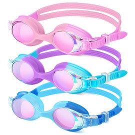 NSSIW Goggles Kids Swim Swimming-Goggles-for-Kids: Anti Fog Kids Goggles with No Leak and UV400 3 Pack Age 6-16