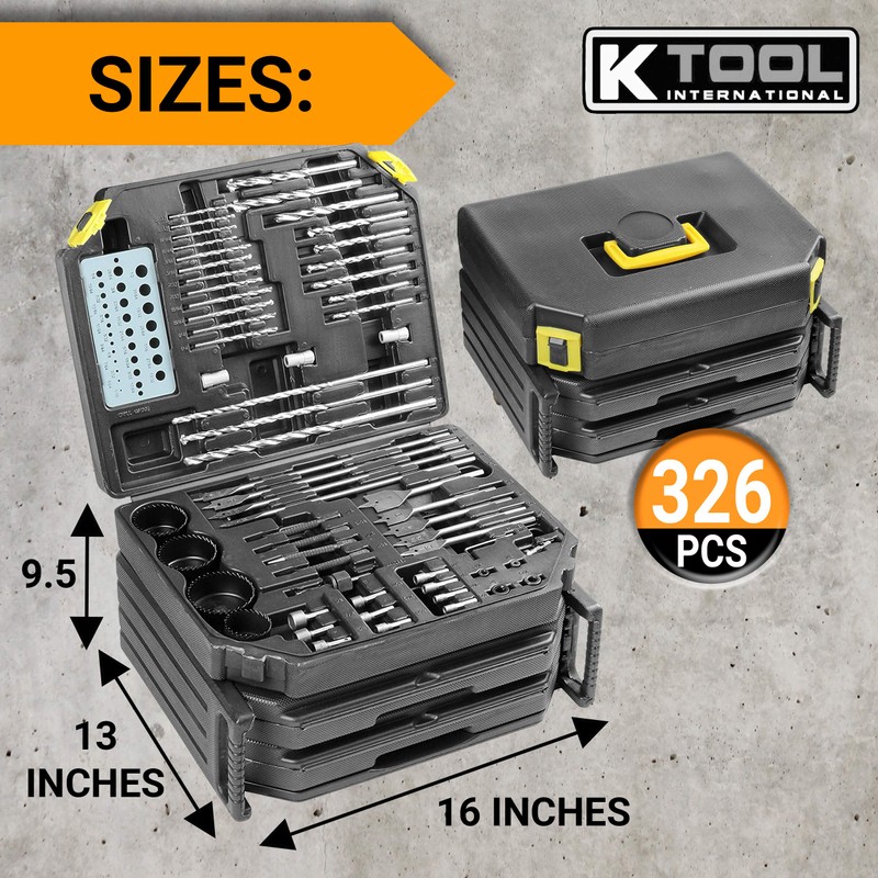 K Tool International 10330 Automotive Plastic/Steel/Wood Premium Drill Bit/Accessory Set