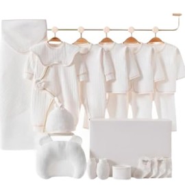 keppii essential™ 18-Piece Newborn Layette Gift Set – Premium Clothing & Accessories | Packaged in a Luxury Gift Box | Unisex (White, 0-3 Months)