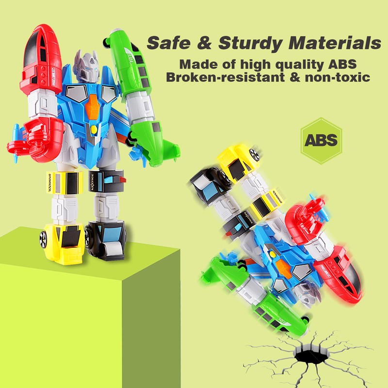 QUERCITRON 5-in-1 Magnetic Vehicles Playset Toy, Transform to Robot, Mix
