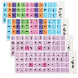 4PCS English Keyboard Replacement Letter Stickers Universal Keyboard Sticker Matte English Keyboard Alphabet Sticker with Color Background and Black Lettering for PC Computer Desktop Laptop -English