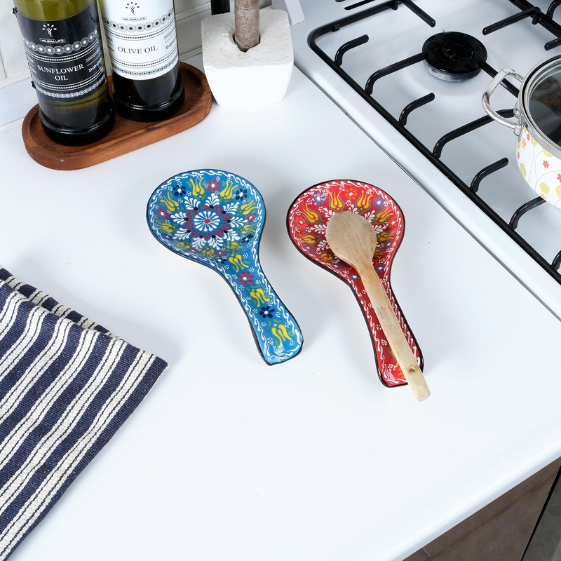 BCS Spoon Rest Set of 2 - Ceramic Spoon Holder