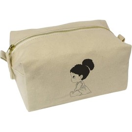 'Cute Sitting Girl' Canvas Wash Bag/Makeup Case (CS00042060)