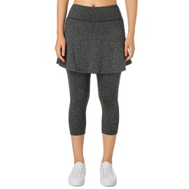 Xioker Women Skirted Leggings with Pockets,Tennis Skorts Skirts with Leggings Yoga Skorts Capris(Grey Charcoal XL)