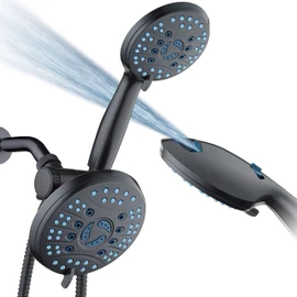 AquaCare for California As-Seen-On-TV High Pressure Handheld Rain 50-mode 3-way Shower Head Combo, Anti-clog Jets, 2-mode Tub & Pet Power Wash, Wall Bracket, 6 ft. Stainless Steel Hose, Rubbed Bronze