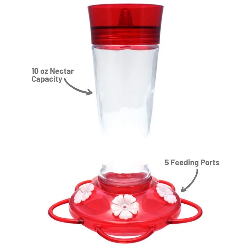 More Birds Ruby Hummingbird Feeder, 10-Ounce Capacity, 5 Ports