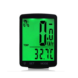 TOTMOX Wireless Bicycle Computer with Green LCD Backlight, Bicycle Speedometer 20 Multifunctions, Real Waterproof Bicycle Odometer with Large 3 Inch LCD Display