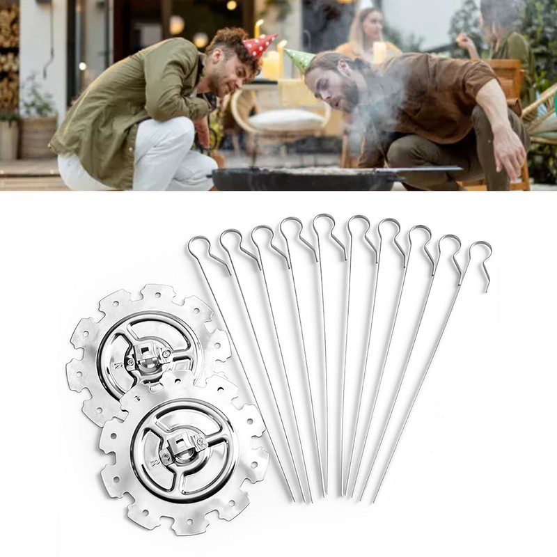 BBQ Roaster Rotisserie Skewers Needle Cage Oven Kebab Grill Stainless