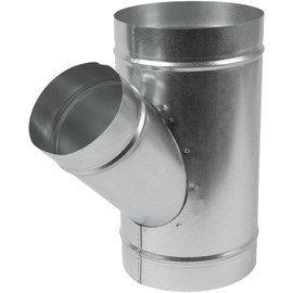 HVAC OV 45° Degree Ø6 x 6 x 4 Inch Wye-Shape Duct Splitter - Metal 3 Way Fitting Adapter - Galvanized Steel - Spiral Duct Hose Dryer Connector - for Home or Industrial HVAC Ventilation - Branch 4 Inch