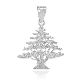 Middle Eastern Jewelry Polished 925 Sterling Silver Cedar Tree Charm Pendant Necklace, 18"