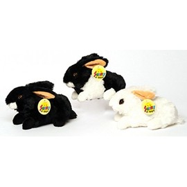 3 x Plush Rabbit, Black/White, 3 Assorted Designs Approx. 20 cm