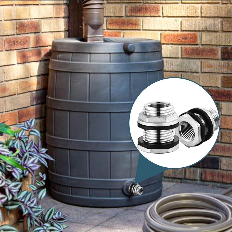Stainless Steel 304 Tank Bulkhead Fitting With 2 Rubber Ring,Double