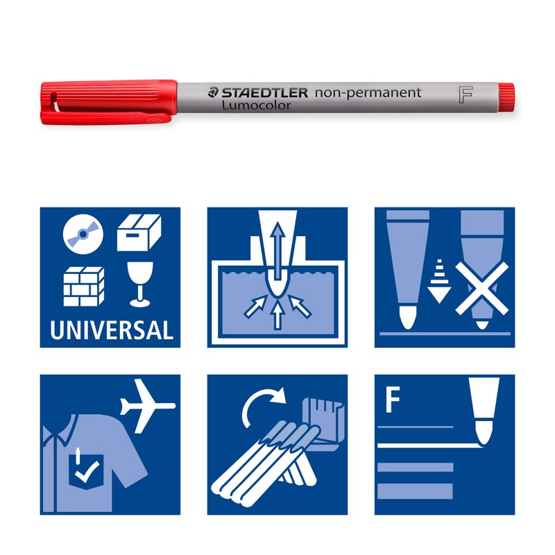 STAEDTLER 316 WP4 Lumocolor Non-Permanent Pen, Fine Line Width, 0.6mm
