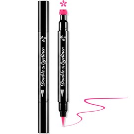 evpct 1Pcs Pink Colored Winged Eyeliners Stamp, Pink Flowers Face Stamps Makeup Eyeliner Eye Stamp Liners Tool Set Kit for Women Waterproof, Wing Eyeliner Stamp Figures Tool Wingliner Shapes, 07#