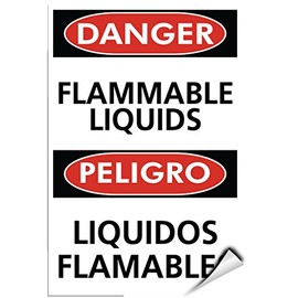 Danger Flammable Liquids Peligro Liquidos Flamables Label Decal Sticker 9 inches x 12 inches
