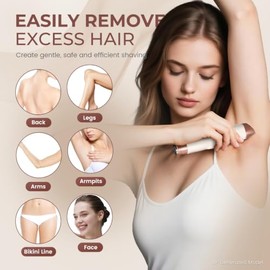 PRITECH - Maquinilla de afeitar eléctrica sin dolor 2 en 1 para mujer | Portable Lady Shaver for Silk Skin Private Area, Face, Legs & Underarms, Wet &