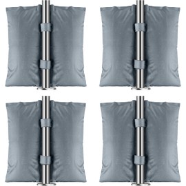 Vencier 4-Pack Weight Bags for Secure Outdoor Anchoring - Versatile Dual-Pocket Sandbags with Velcro for Canopies, Gazebos, and Patio Furniture (Grey)