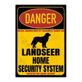 Landseer Sign Danger Security System Door Sign Dog Sign Warning Sign Dog Caution Safety Sign Dog Private Property Dog Warning Warning