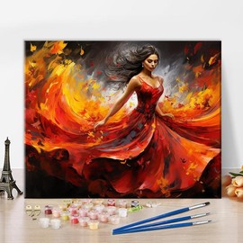 TUMOVO DIY Oil Painting Kit, Beautiful Abstract Colorful Flowers Paint by Numbers for Adults, Abstract Floral Art Paint by Numbers with Brushes and Pigment, 16x20 Inch Crafts - Colour: Woman