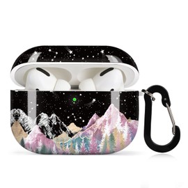 Lapac Case for AirPod Pro Mountain Cover Starry Night Accessories Protective Case for AirPod Pro Purple Forest with Keychain Durable Anti Lost Case for Wireless Case for AirPods Pro Charging Case