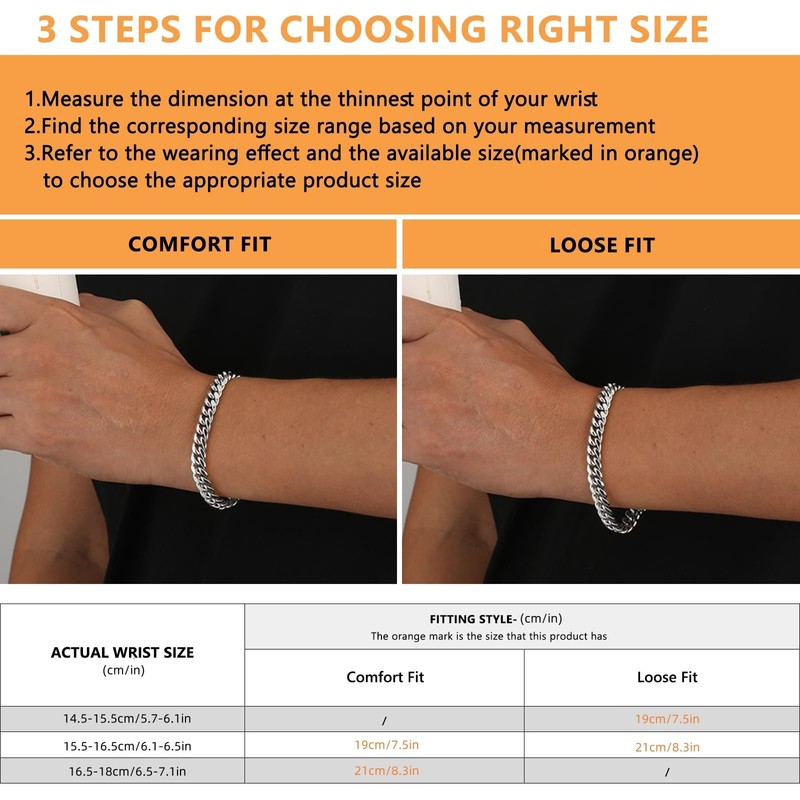 KRKC&CO Men’s Bracelets, OT Toggle Clasp Cuban Bracelet Stainless Steel