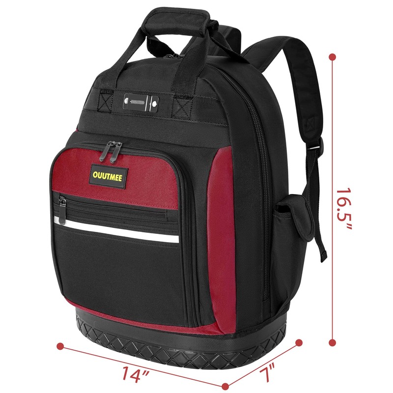 OUUTMEE Tool Backpack, Tools Bag with Multi-Use Pockets, Waterproof Tool