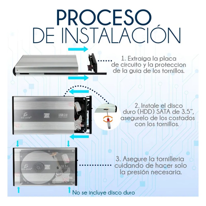 Gabinete Case 3.5 PuLG Sata Usb 3.0 Disco Duro 4tb
