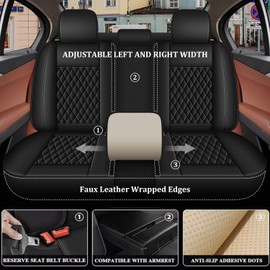 IKABEVEM Car Seat Covers Full Set Fit for Jaguar XF 2009-2024 2025: 5 Seat Auto Interior Accessories, Waterproof Faux Leather Vehical Car Seat Cushions Cover（Black