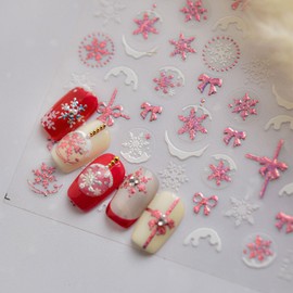 JMEOWIO 3D Nagelsticker Weihnachten Glitzer Schneeflocke Nail Art Sticker Selbstklebend Nagelaufkleber 5D Stereoskopisch Dekoration Nageldesign Zubehör 1 Blatt