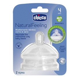Chicco Ajustables, Natural Feeling Set De 2 Tetinas Para Bebés 4 Meses Unisex Baby, Claro, Unidad Paquete De 1