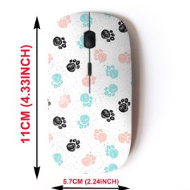 2.4G Wireless Mouse with Cute Pattern Design for All Laptops and Desktops with Nano Receiver - Doodle Dog paw