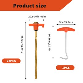 12pcs 20CM Heavy Duty Tent Pegs Camping Essentials Tent Peg Metal Screw in Tent Peg Rock Pegs Hard Ground Awning Pegs Camping Peg