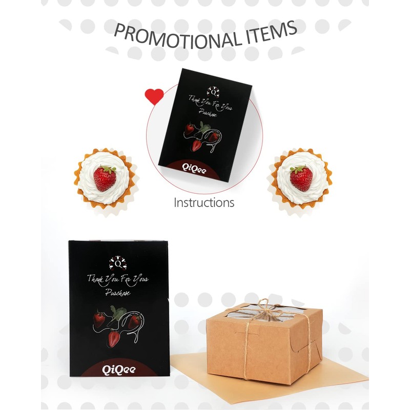 qiqee Bakery Box with Window 4*4*2.5inch/100Packs Brown Macaron Boxes Small
