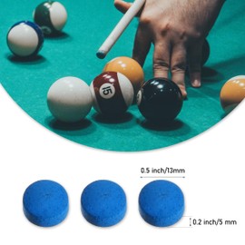 13mm Pool Cue Tips, 50 Pack Blue Leather Snooker Cue Tips, Replacement Tips Pool Stick Tips Billiard Snooker Tip Pool Billiard Cue Tips with Storage Box for Pool Cues and Snooker