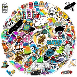 Pack of 100 Skateboarding Stickers, Horror Skateboard Stickers Pack, Skateboard Graffiti Stickers, Cool Skate Stickers, Waterproof Vinyl Stickers for Scrapbook, Skateboard, Luggage, Laptop