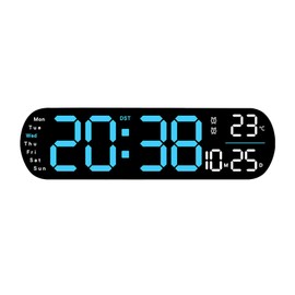 ZHIZHOUNEY Stylish LED Digital Alarm Clock with Adjustable Brightness Wall Mount Clock Perfect for Bedroom Offices Home Decors Date and Temperature Display Clock