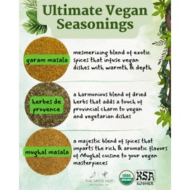 Ultimate Vegan Seasoning Gift Set - 3 Organic Spice Blends | Herbes de Provence, Garam Masala, Mughal Masala | Gourmet Spice Variety Pack for Plant-Based Vegetarian Cooking | All-Natural, Kosher, Vegan, Keto - No MSG -12oz