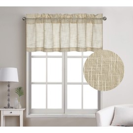 Rooney 1 Piece Semi-Sheer Linen Look Window Treatment Valance (52" W X 18" L, Beige)